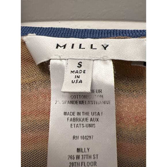 Milly Women’s Scoop Neck Multicolor Stretch Striped Knit Long Sleeve Top Size S - Picture 2 of 3